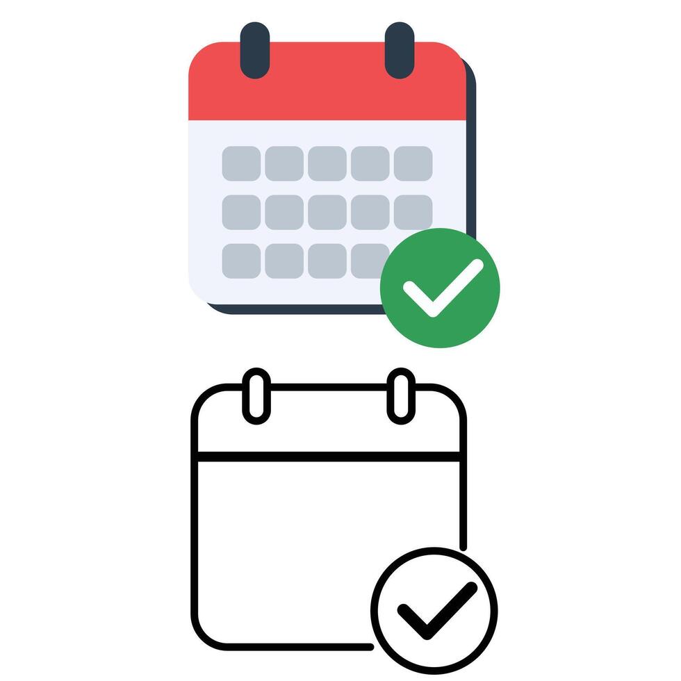 Check Mark Calendar Icon for Task Completion and Event Scheduling vector