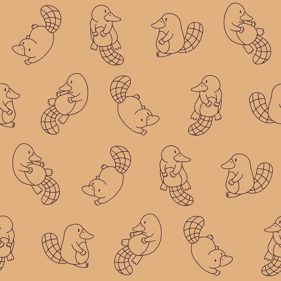 Outline Platypus Seamless Pattern Background for Print Fabric Surface Fashion Wrapping vector