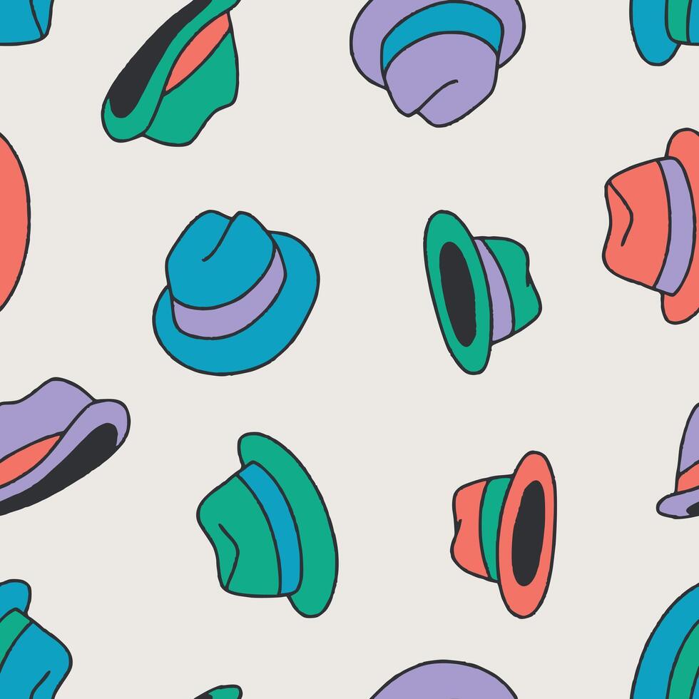 Fedora Seamless Pattern Background for Surface Print Fabric Fashion Wrapping vector