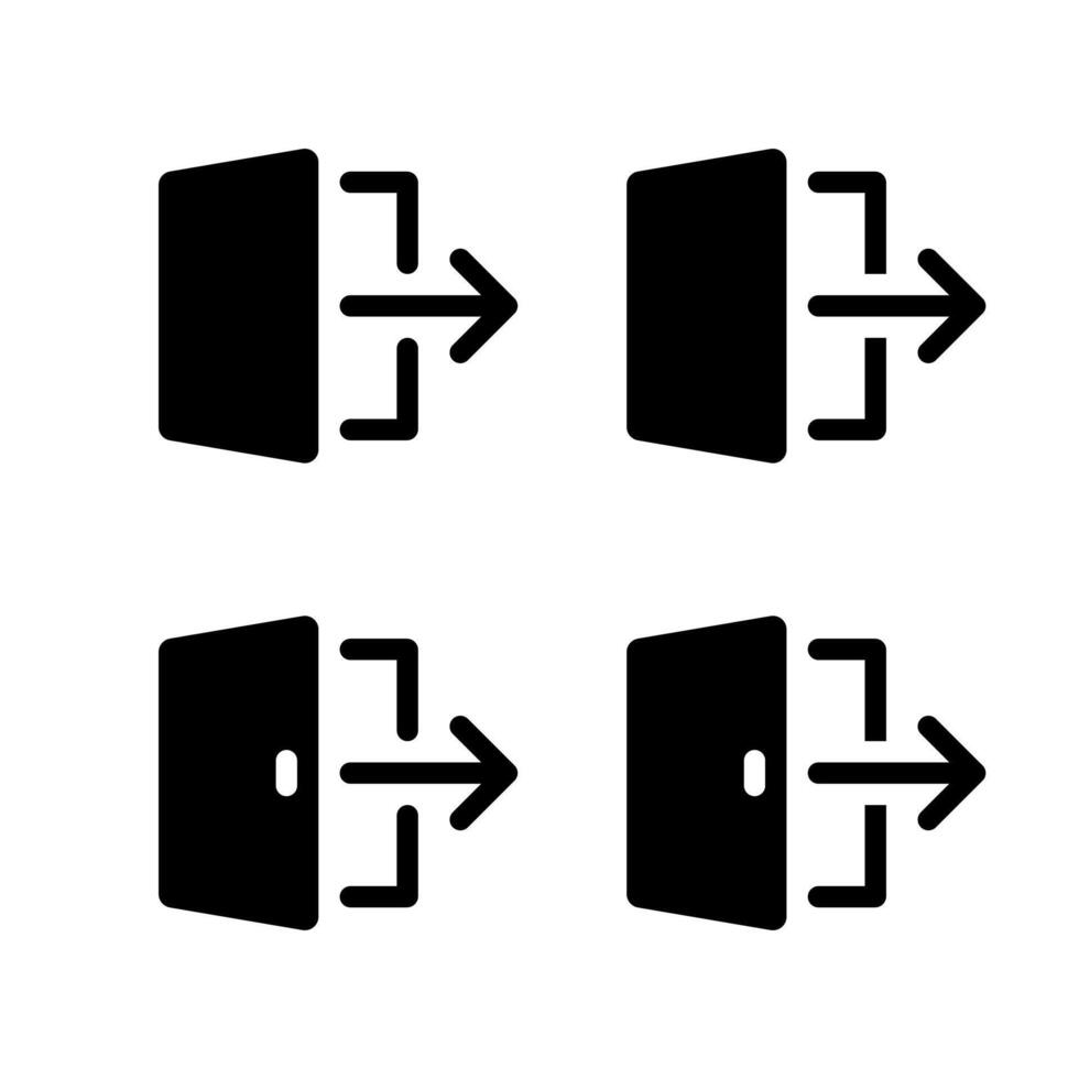 Door exit icon set. Logout application symbol. Sign out concept vector