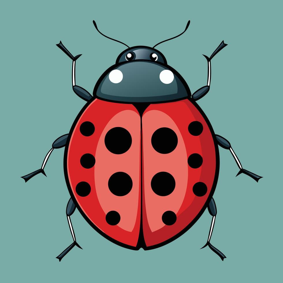 Charming Cartoon Ladybug Posing Cheerfully Against a Soft Green Background A Delightful Illustration - Professional digital artwork with vibrant colors and detailed composition vector