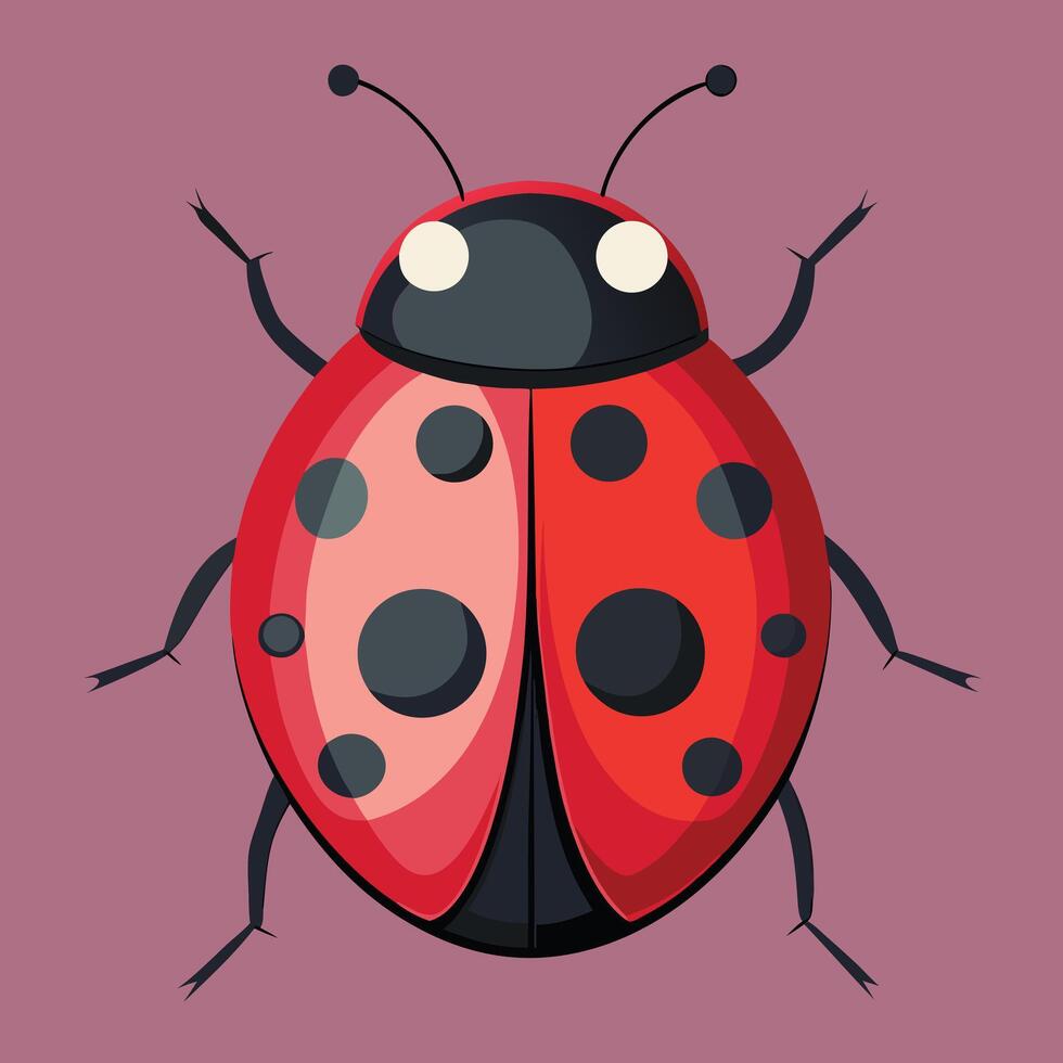 Adorable Cartoon Ladybug Posing Against a Soft Purple Background A Cheerful and Playful Illustration - Professional digital artwork with vibrant colors and detailed composition vector