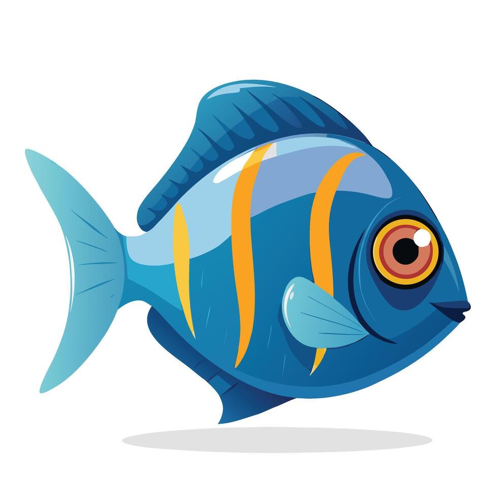 Vibrant Blue and Orange Fish Swimming Joyfully in a Tropical Ocean Scene, Cartoon Illustration - Professional digital artwork with vibrant colors and detailed composition vector