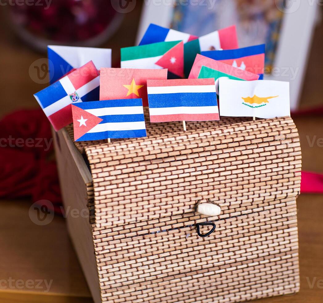Small toy flags many countries photo