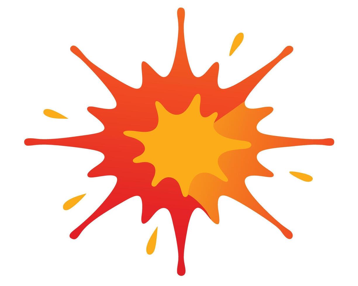 Vibrant Red and Orange Paint Splatter Explosion on White Background Energetic, Joyful Abstract Art - Professional digital artwork with vibrant colors and detailed composition vector