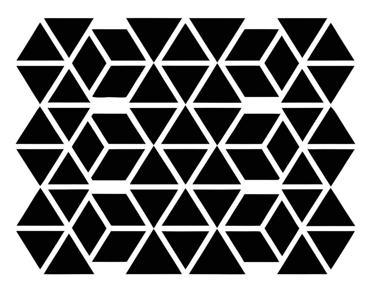 Striking Black and White Geometric Pattern Interlocking Triangles and Rhombuses Create a Hypnotic Optical Illusion vector