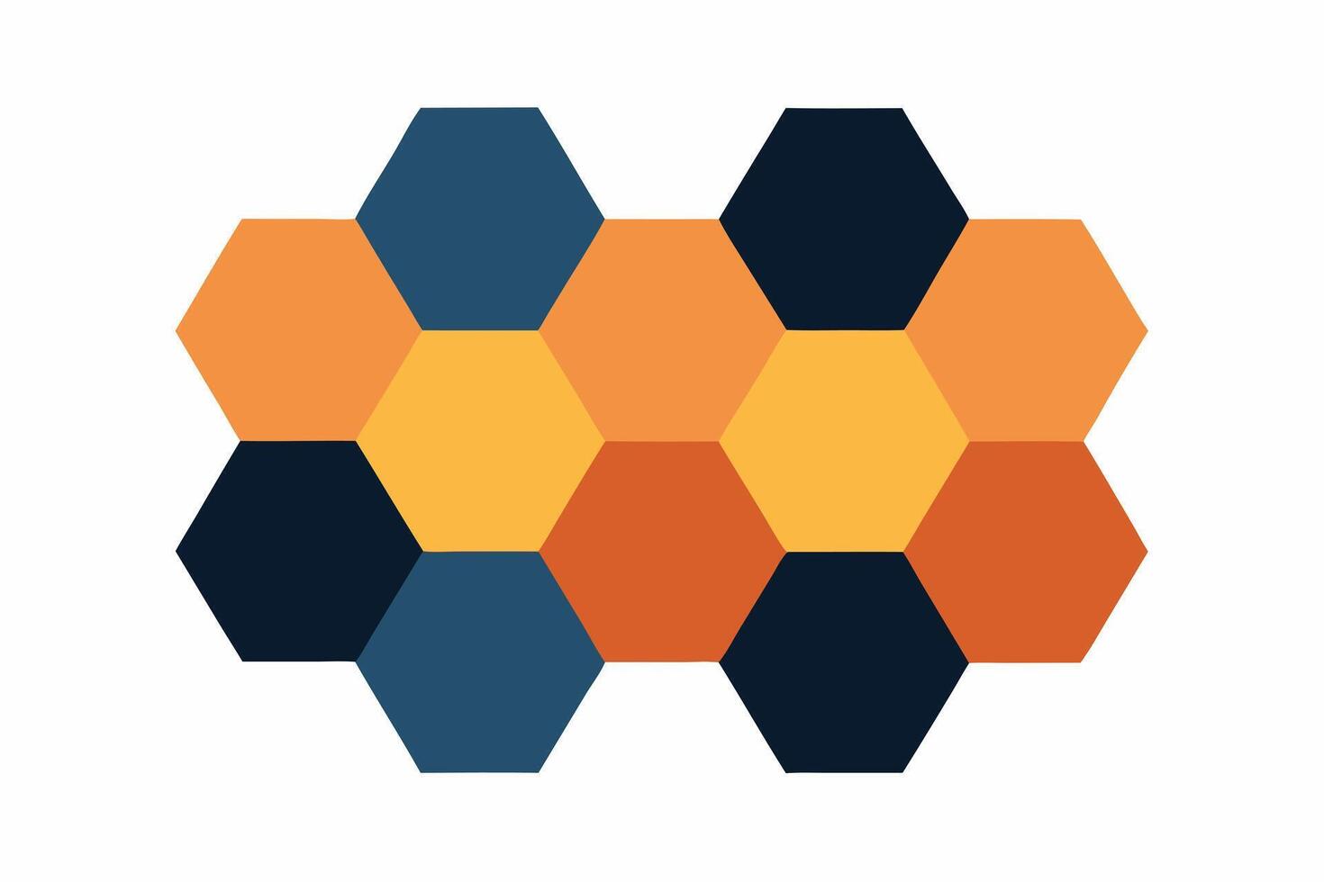 Abstract Hexagon Pattern Warm-toned Geometric Design with a Modern, Harmonious Mood on White Background - Professional digital artwork with vibrant colors and detailed composition vector