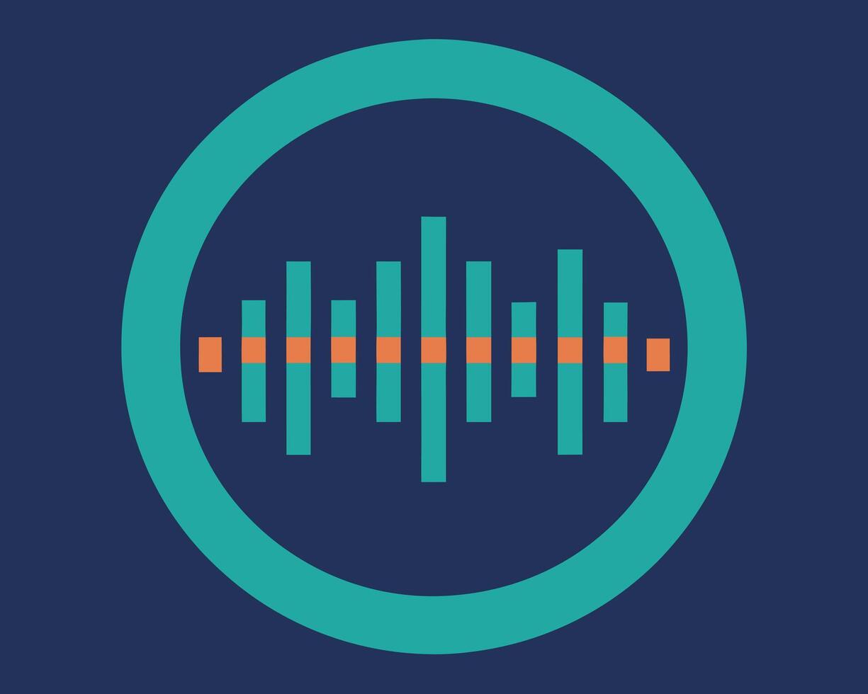 Serene Teal and Coral Audio Waveform Visualization A Calming Abstract Graphic Design - Professional digital artwork with vibrant colors and detailed composition vector