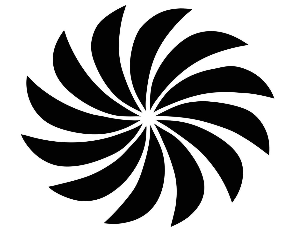 Elegant Black and White Swirling Abstract Design, Spinning Flower Pattern on White Background, Minimalist Modern Art vector
