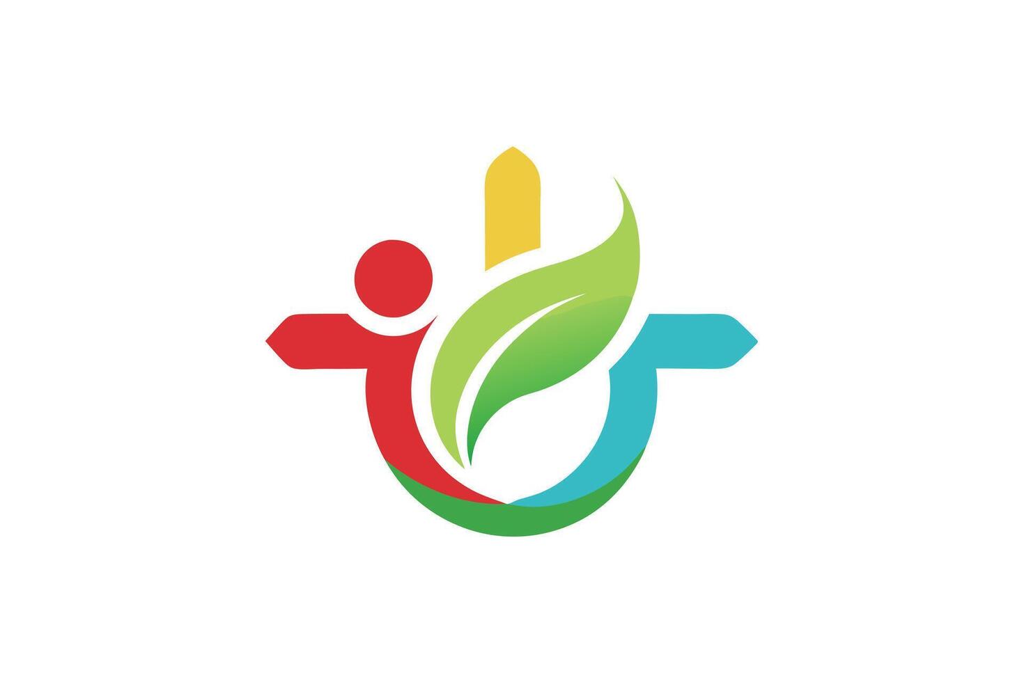 Vibrant Colorful Logo Design Person Embracing Nature, Promoting a Positive and Healthy Lifestyle - Professional digital artwork with vibrant colors and detailed composition vector