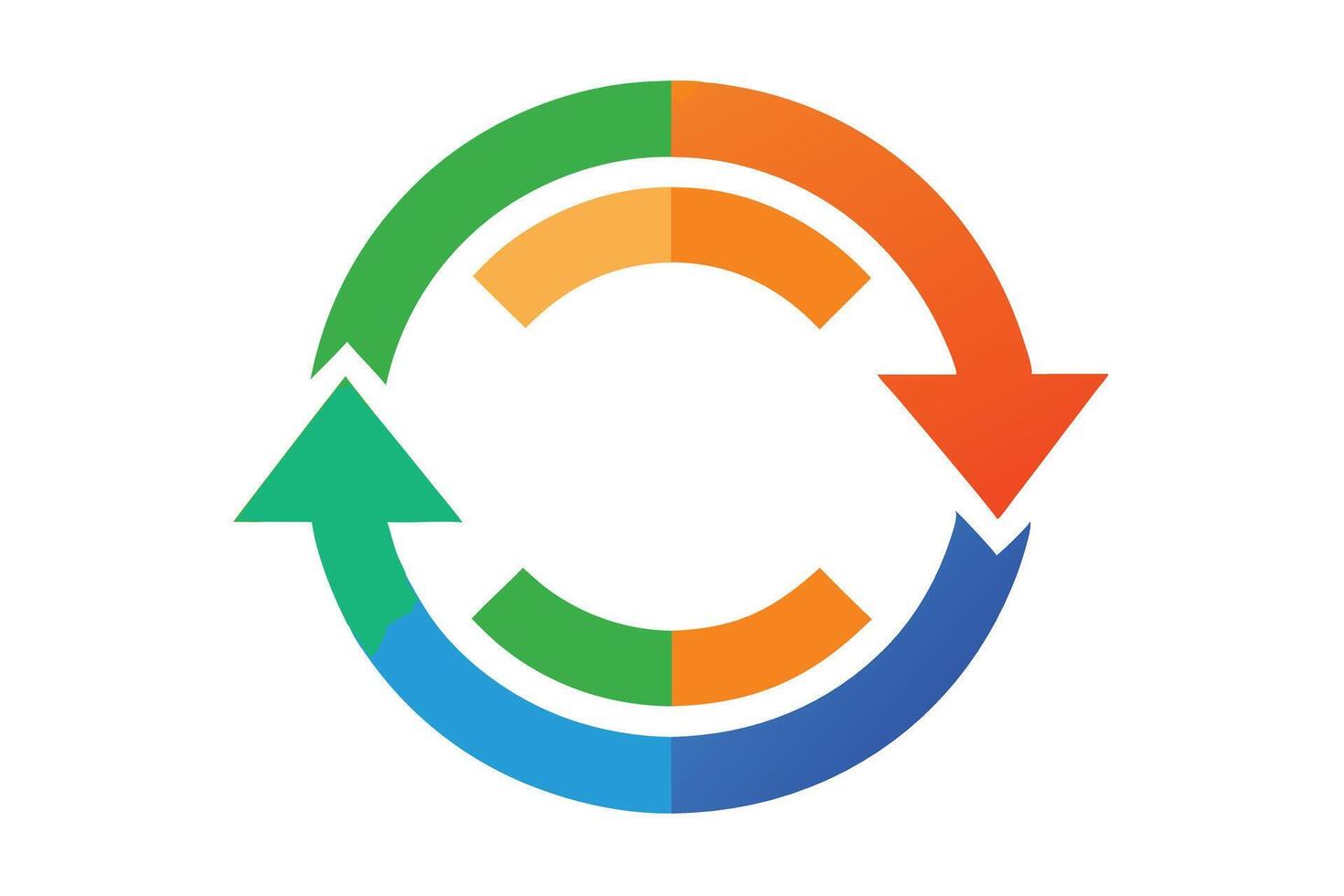 Vibrant Circular Arrows Symbolising Continuous Process, Positive Workflow, and Upward Momentum on White Background - Professional digital artwork with vibrant colors and detailed composition vector