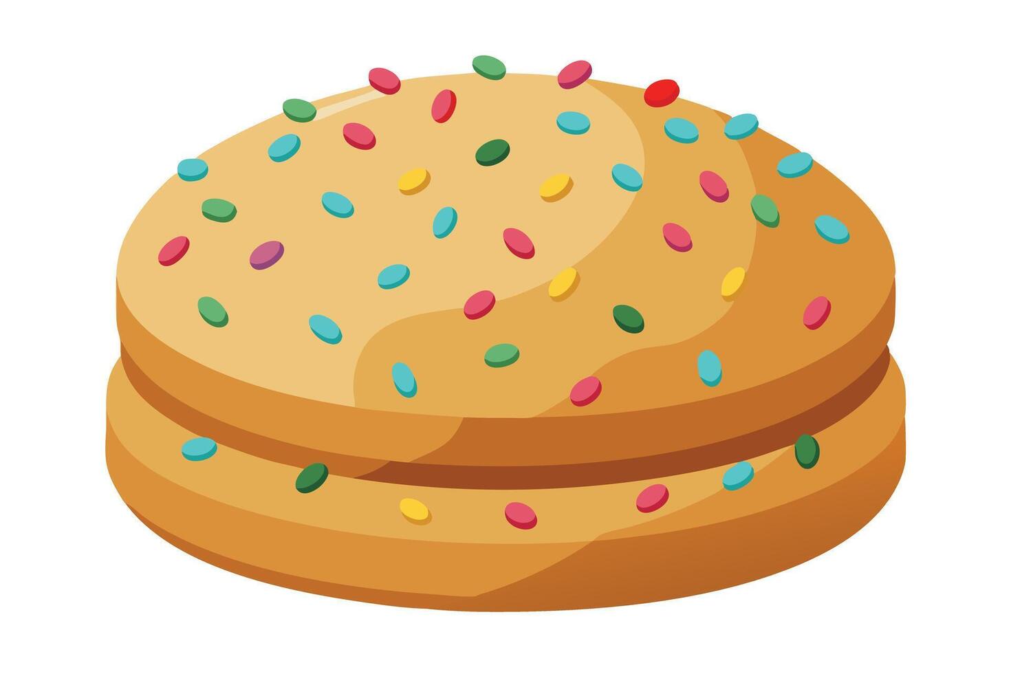 Delicious Double-Layered Sprinkled Cookie, Joyful Bakery Treat, Sweet and Colorful Dessert, Isolated on White Background vector