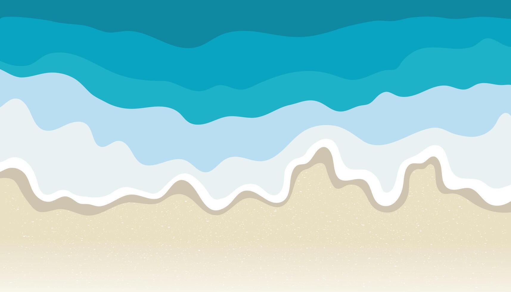 Summer sea with waves background waves and sand design vector