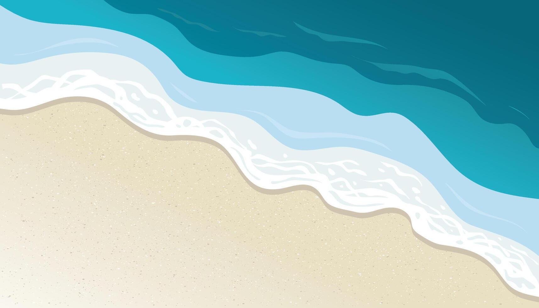 Summer sea with blue waves background, waves and sand design vector