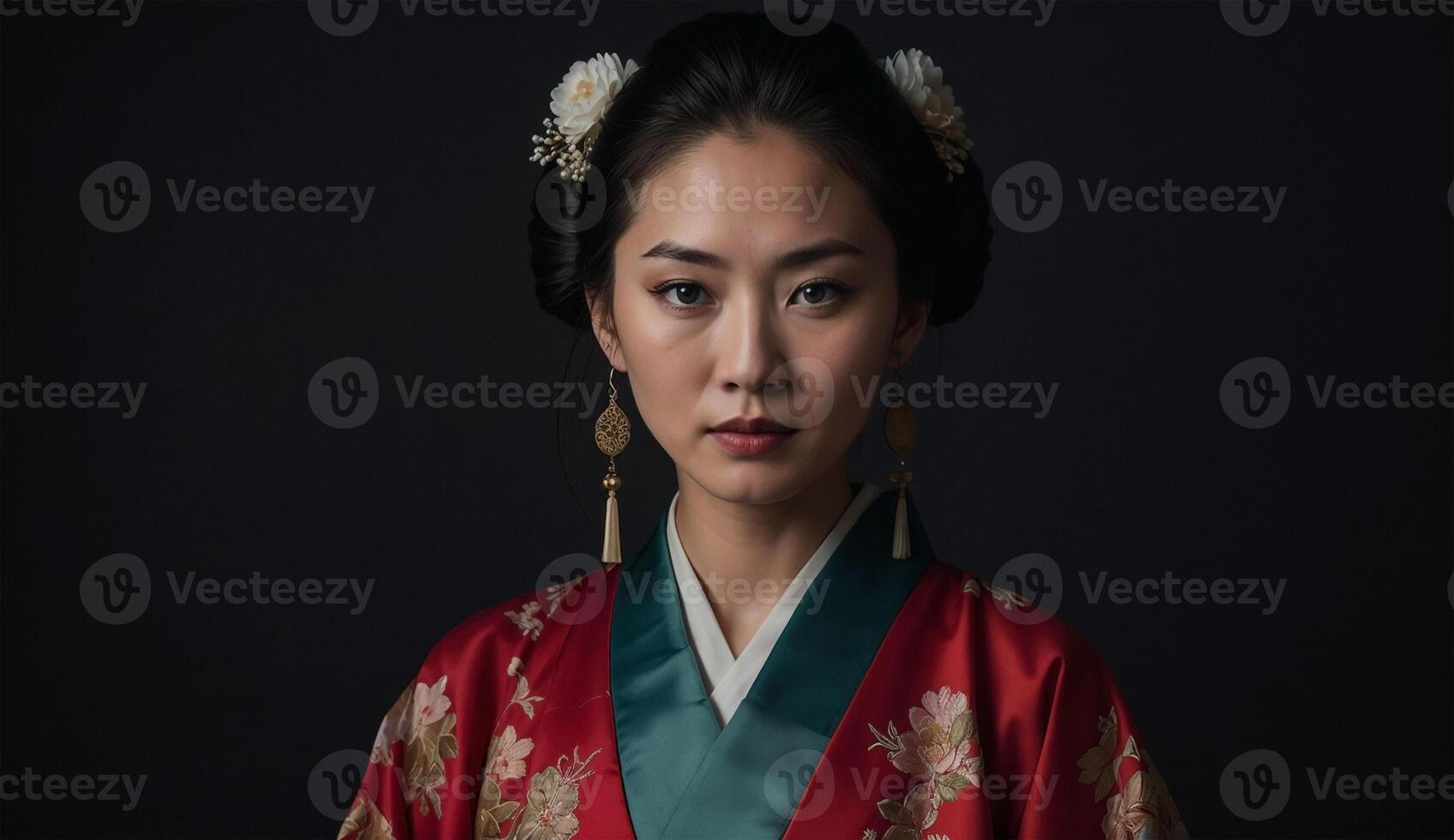 A beautiful asian woman in traditional clothing photo