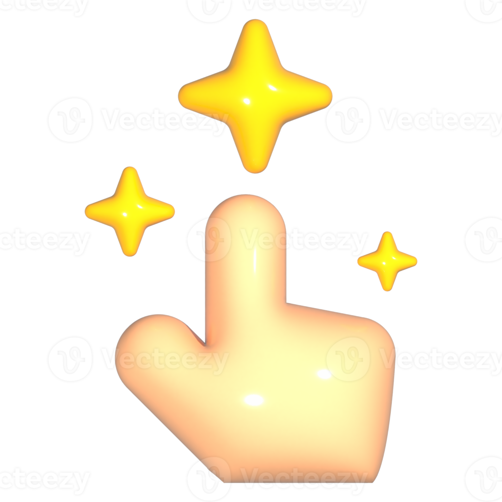 3D Magic Touch Icon with Sparkles on Transparent Background png