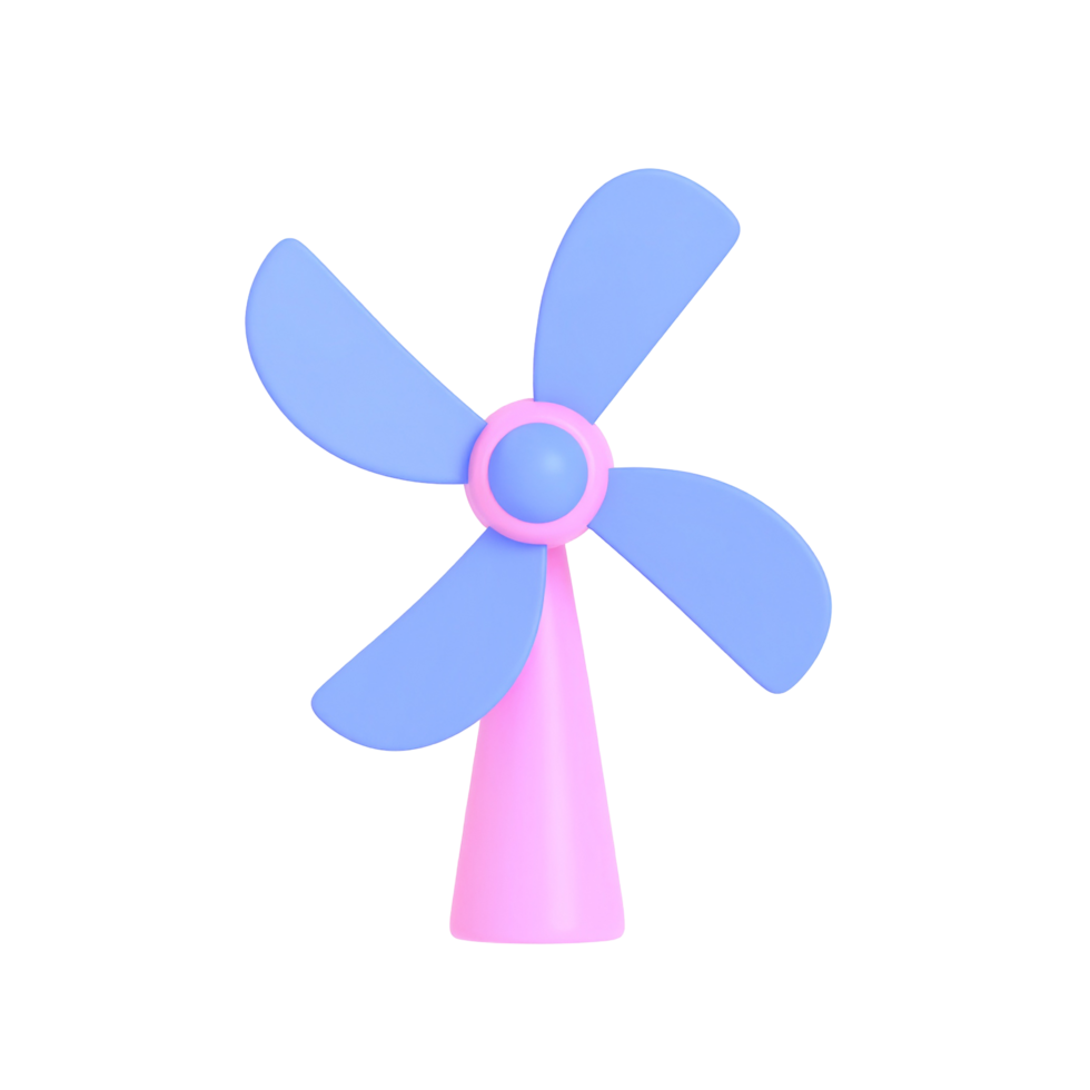 Adorable 3D cartoon fan in pastel colors on transparent background png