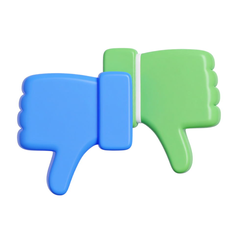 Two cartoon hands thumbs down gesture on transparent background png