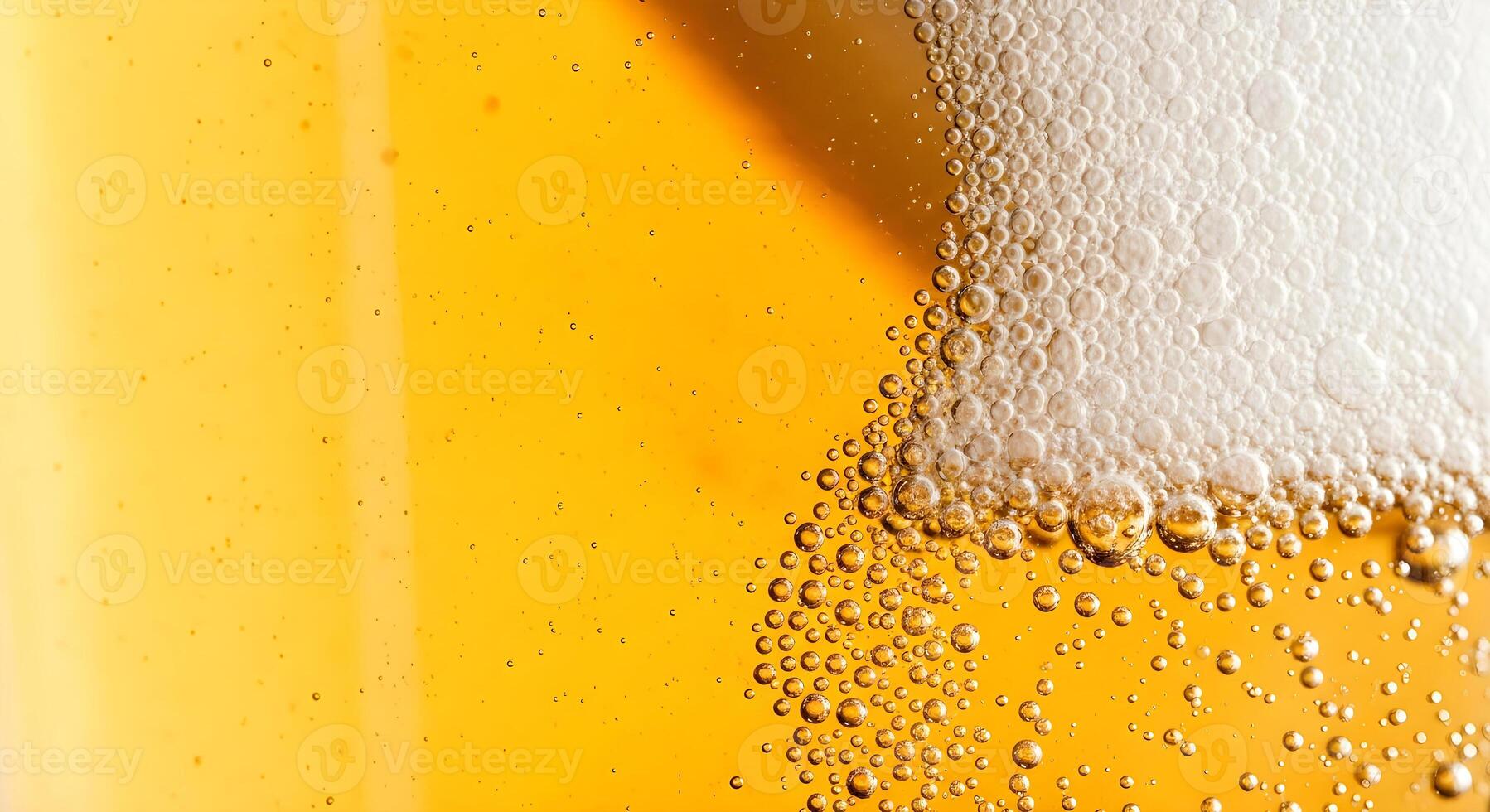 Pouring beer with bubble froth in glass for background on front view wave curve shape texture foam , drink alcohol celebration party holiday new year concept. Design template for advertising drinks. photo