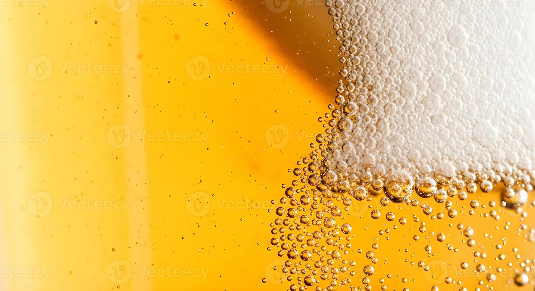 Beer with bubble froth in glass for background on front view wave curve shape texture foam , drink alcohol celebration party holiday new year concept. Design template for advertising drinks. photo