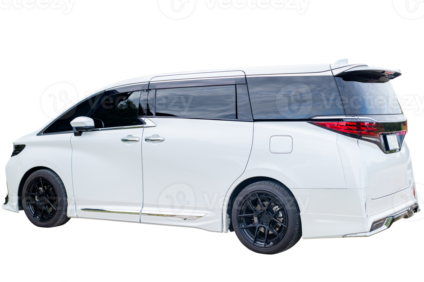 Beautiful Sport Car. Side view of modern white sedan car, isolated on transparent background, Luxury business car cut out background for graphic design element, File png
