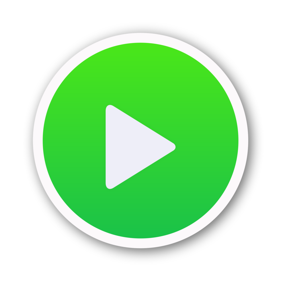 A green play button on a transparent background png