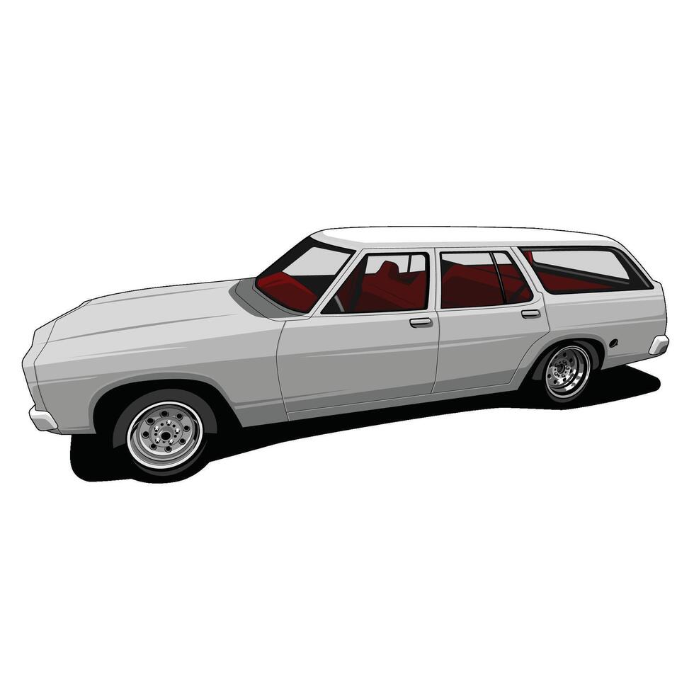 retro classic wagon car art vector