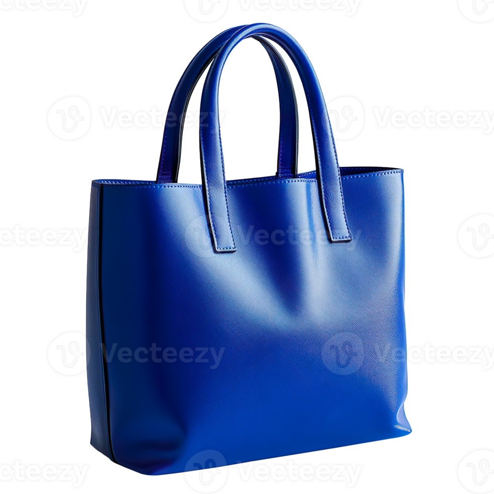 Reusable Blue Tote Bag with Handles for Shopping and Daily Use On Transparent Background png