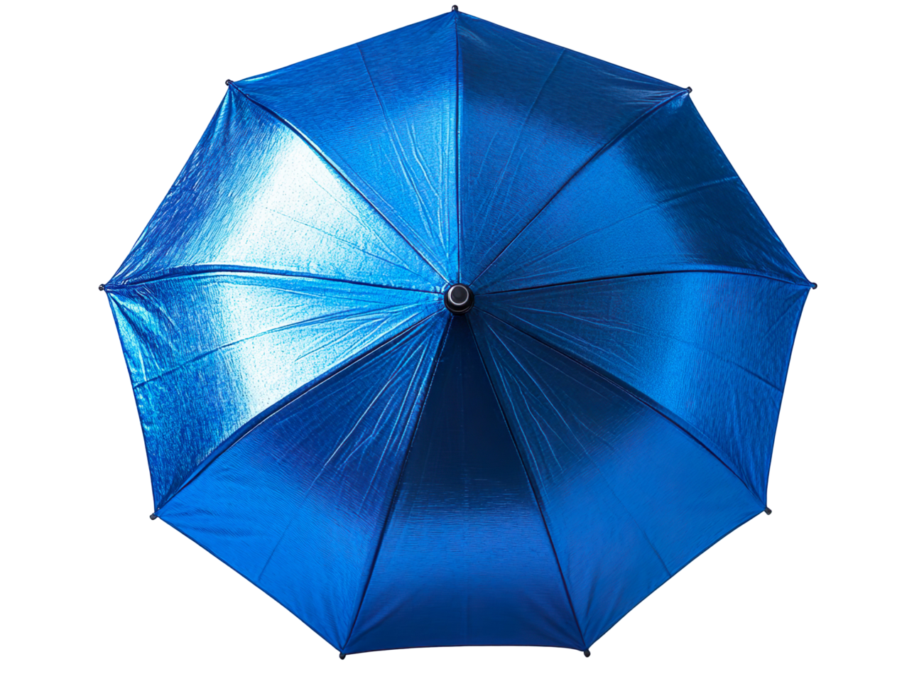 Open Blue Umbrella with Durable Hook Handle ON Transparent Background png