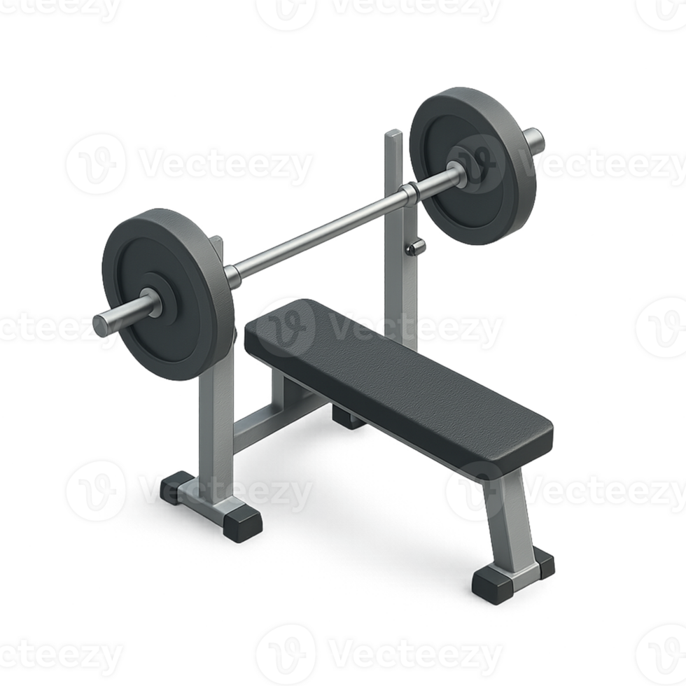 3D Gym Bench Press Icon with Barbell for Strength Workout png