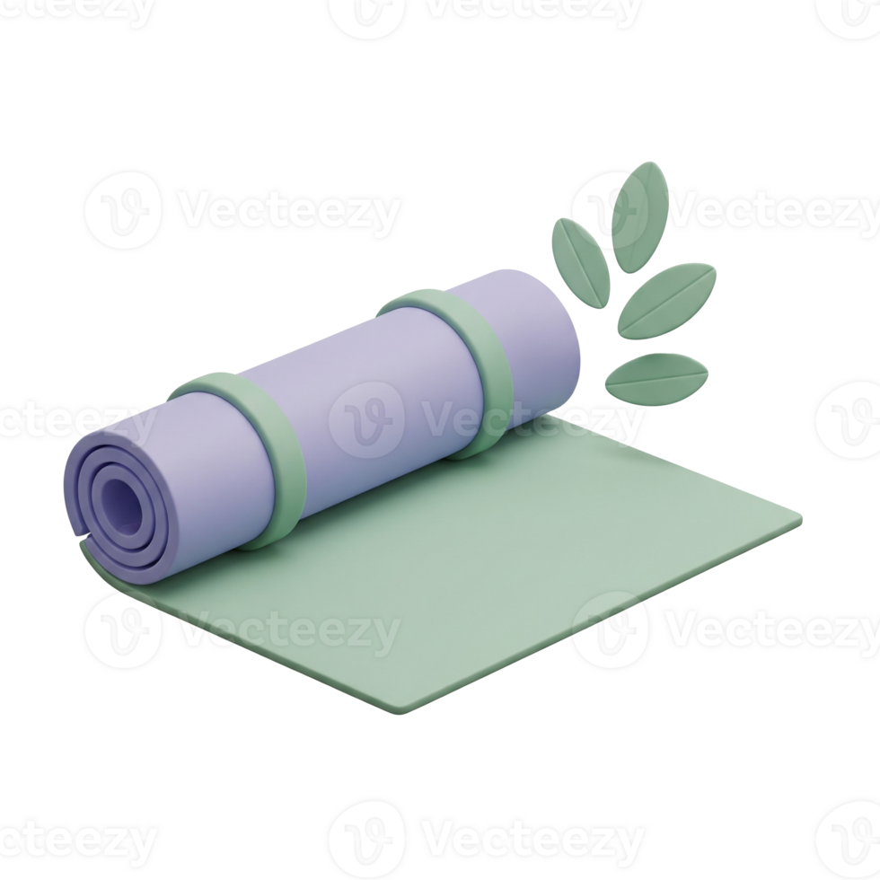 A yoga mat with green leaves on it png