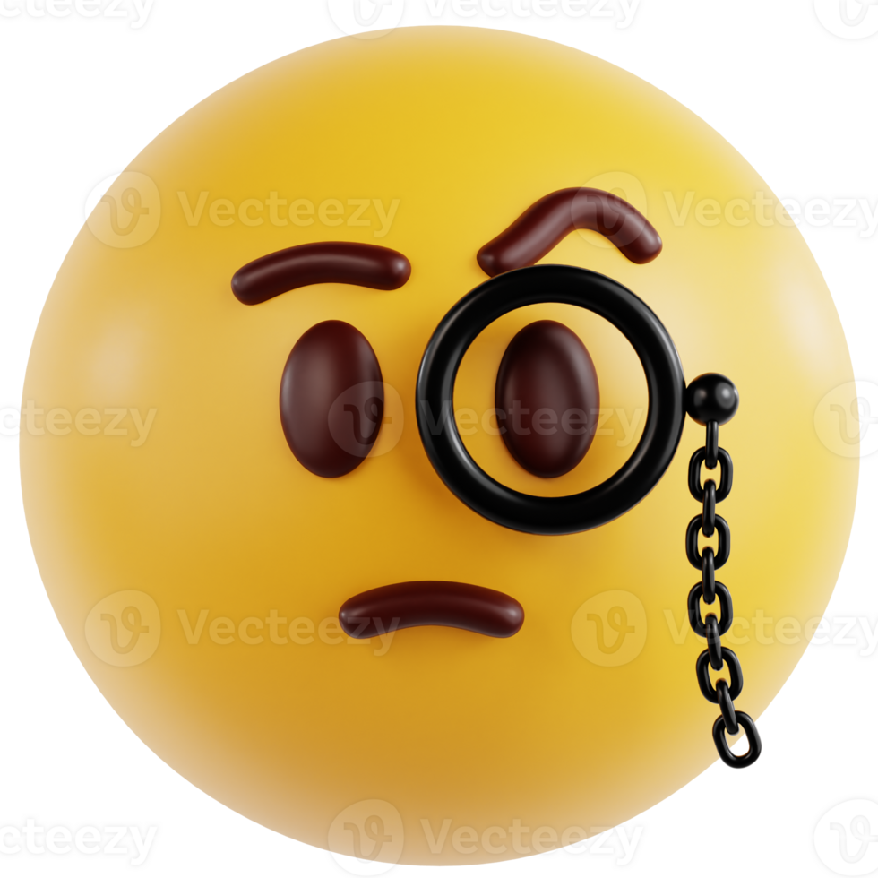 Face With Monocle 3D Ilustration png