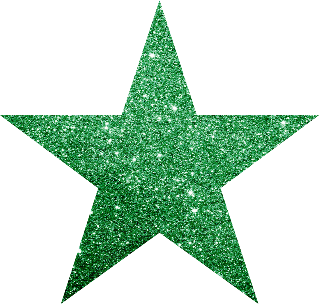 A green glitter star png