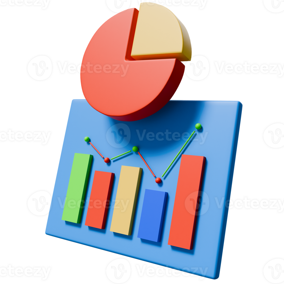3D Charts and Graphs for Data Visualization png