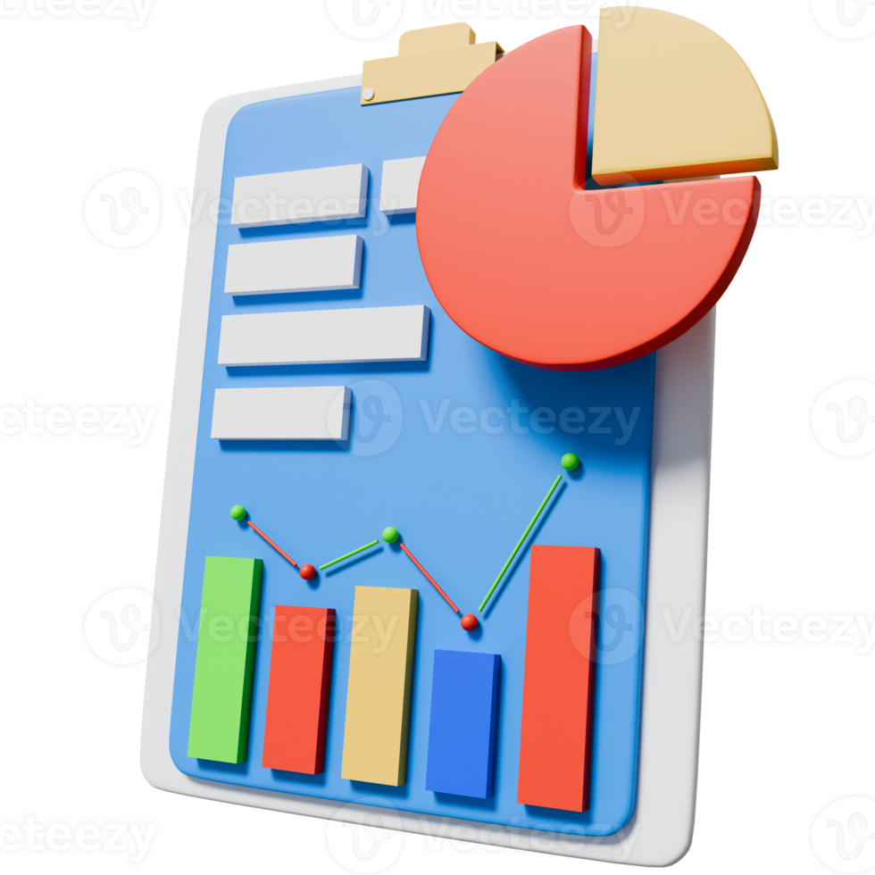 3D Chart and Pie Chart Illustration for Business Analytics png