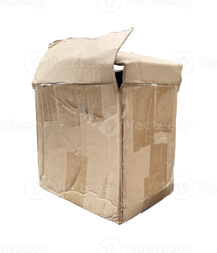 old cardboard box package isolated element png
