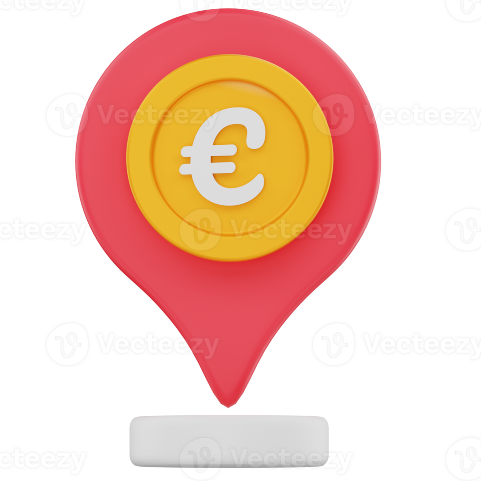 Euro Location Pin 3D Rendered png