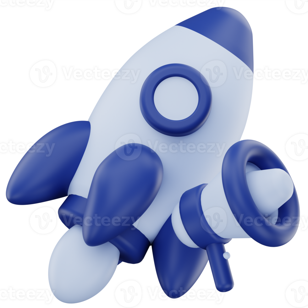 3D Marketing Growth Launch Icon png