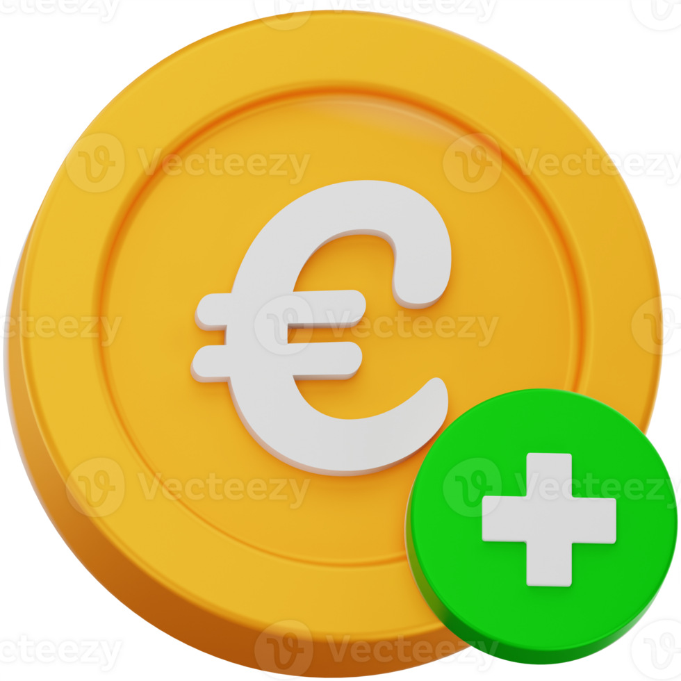 3D Render Add Euro Coin png