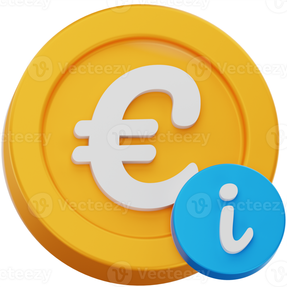 3D Euro Coin with Information Symbol png
