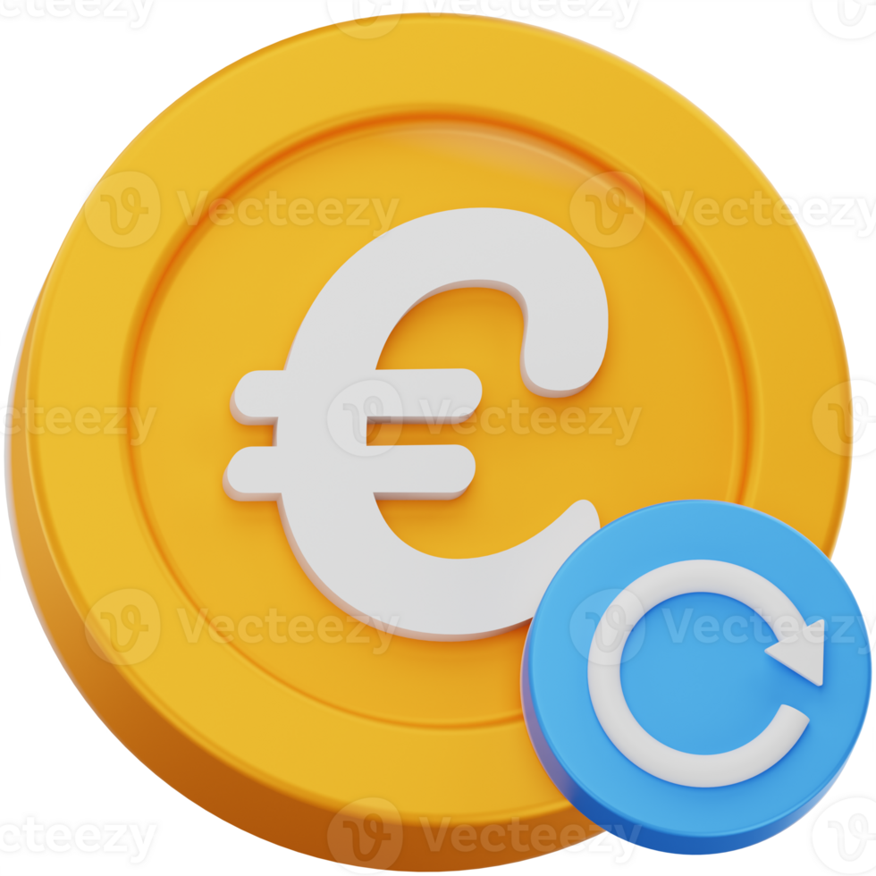 3D Render Euro Currency Exchange Coin png