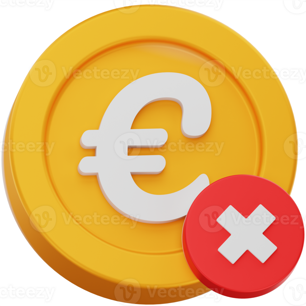3D Render Rejected Euro Coin png