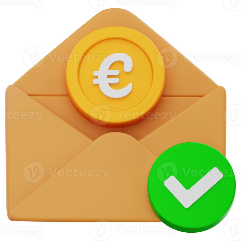 Euro Payment Confirmed 3D Render Illustration png