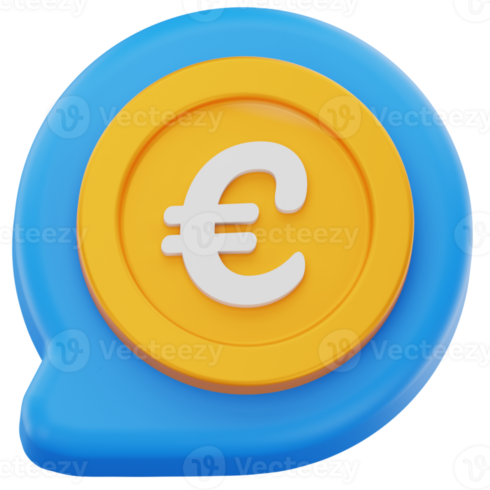 Euro currency in a 3D speech bubble png