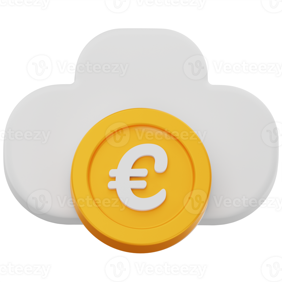 3D Rendered Cloud Euro Currency Coin Financial Concept png