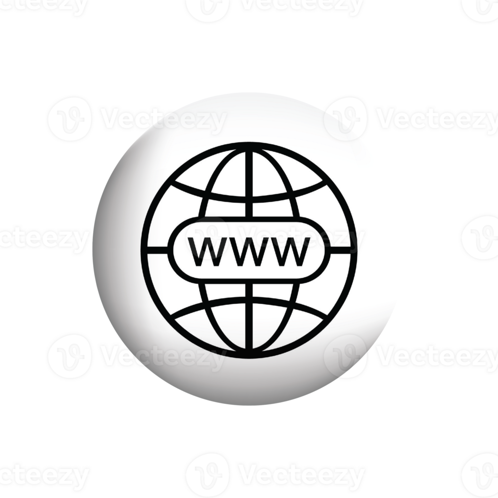 the world wide web icon on a white button png