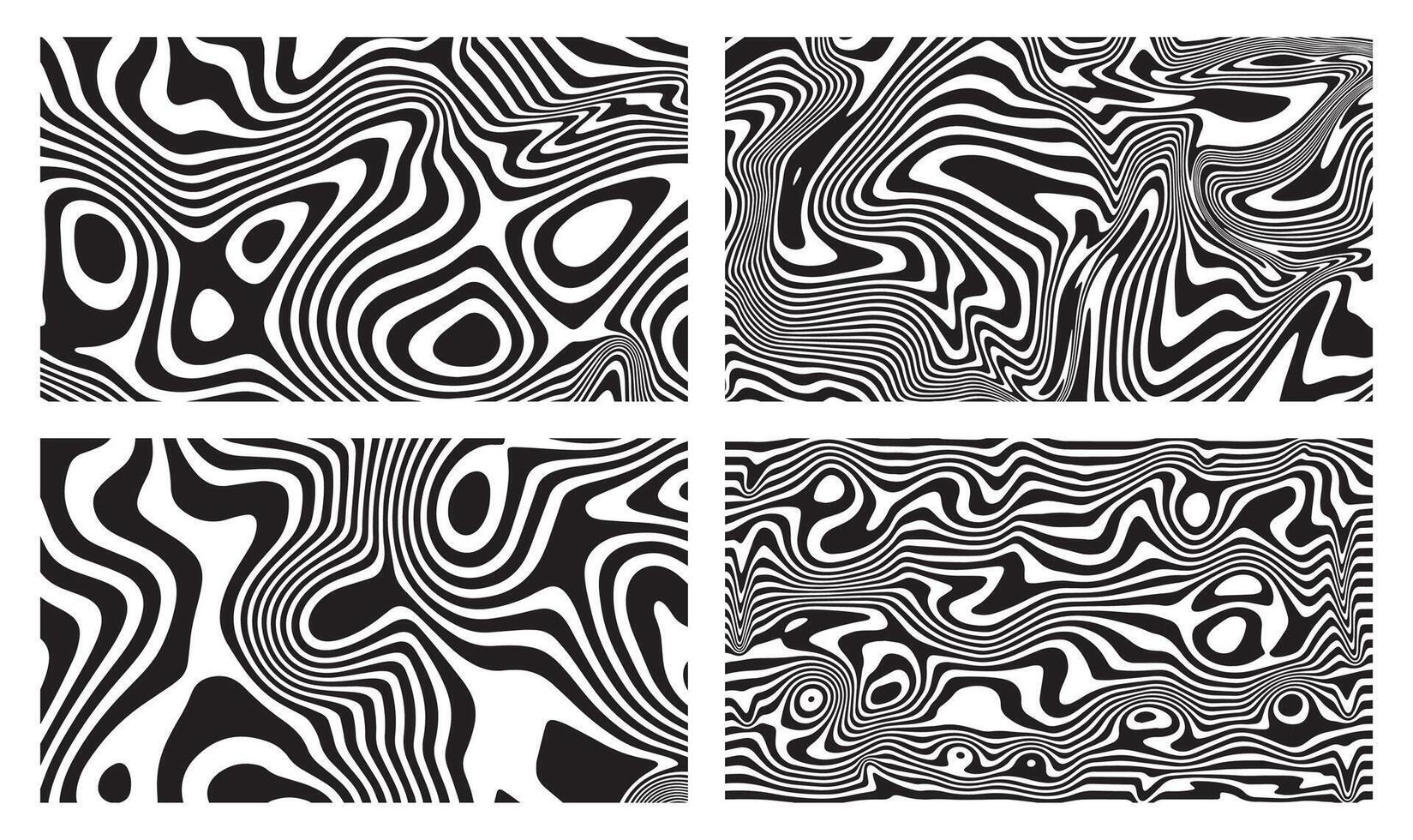 Modern Abstract Optical Illusion with Black and White Curved Stripes Pattern Background vector