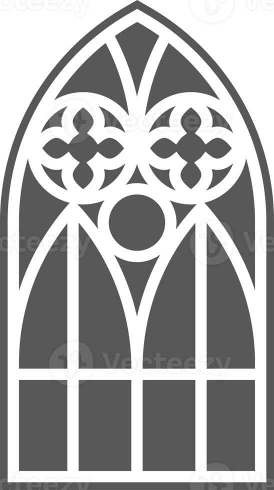 Window with arched frame in church. Cathedral gothic stained glass. Old architecture element. Medieval castle door silhouette. Catholic interior decoration png