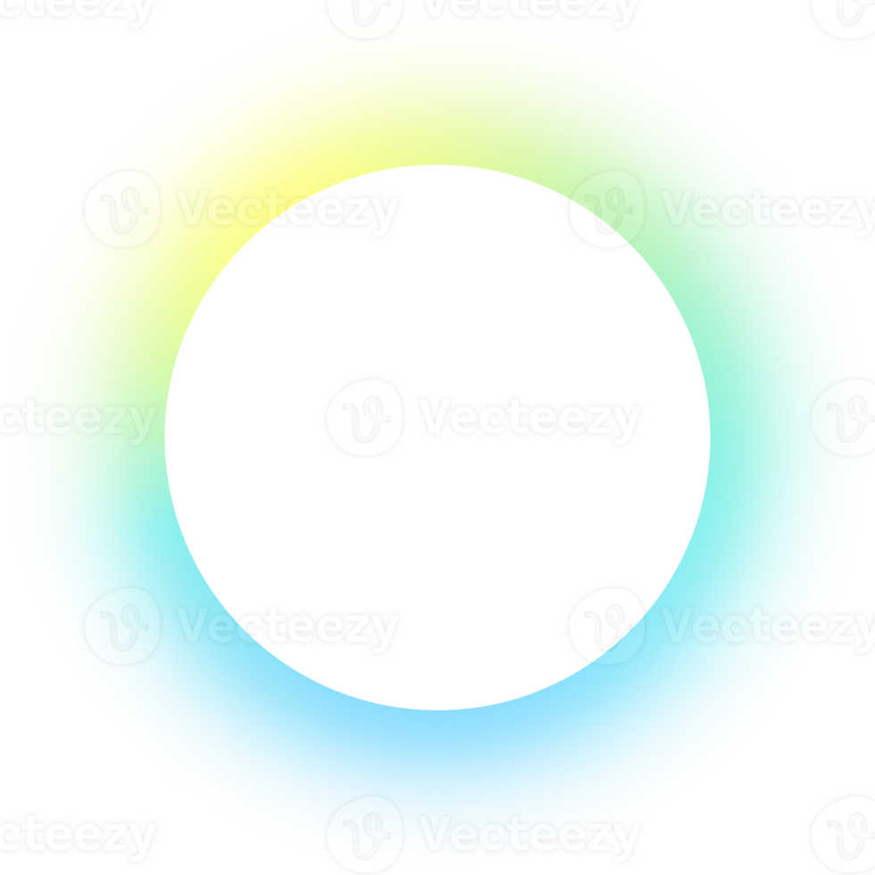Round frame with rainbow blurred transparent gradient edge. Abstract green and blue neon circle border with soft pastel glowing. Futuristic vibrant banner. png