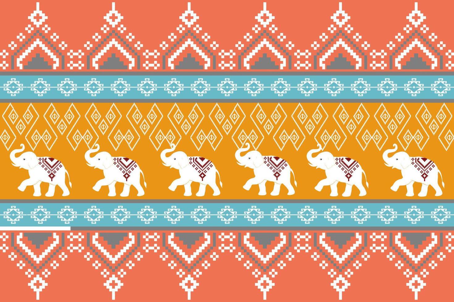 Colorful elephant decorative pattern design vector